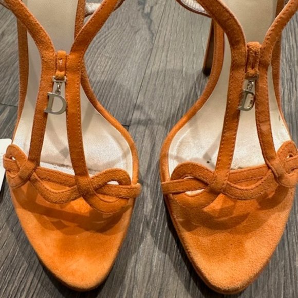 Dior Orange Suede Platform Sandals - Picture 2 of 10